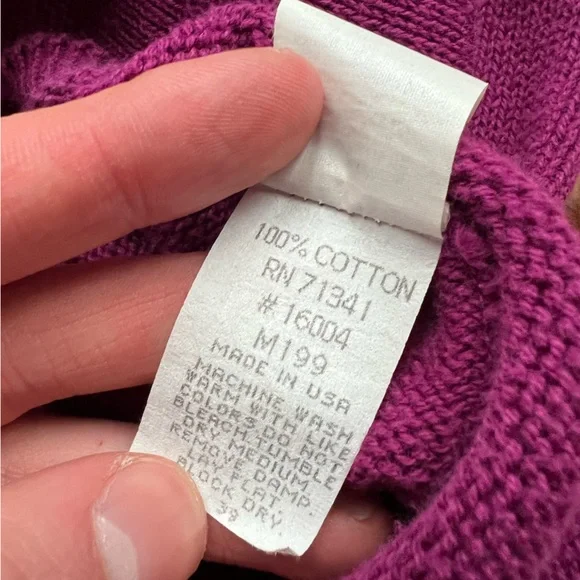 VTG LL Bean Women’s Large Purple Cardigan Sweater Vest Button USA Made 70’s 80’s - Picture 3 of 6